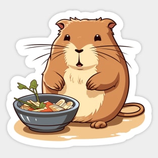 Cute Capybara eating ramens Sticker